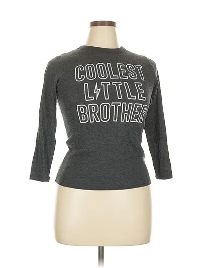 Pre-owned Chaser 3/4 Sleeve Top Gray Crew Neck Tops