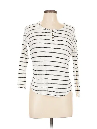 Pre-owned Chaser 3/4 Sleeve Top Ivory Scoop Neck Tops In White