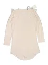 Chaser 3/4 Sleeve Top Tan Ruffles Neckline Tops In Pink