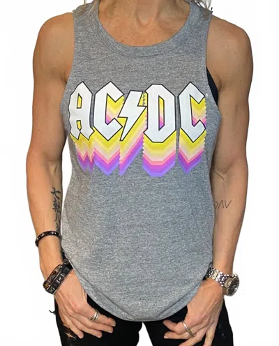 Chaser Acdc Graphic Tank Top In Heather Grey In Gray