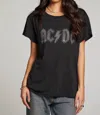Chaser Acdc Studded Graphic Short Sleeve Top In True Black