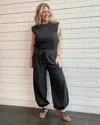 Chaser Active Drawstring Jumpsuit In Black In Black