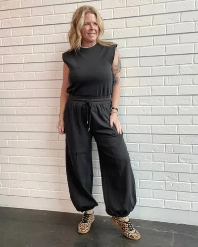 Chaser Active Drawstring Jumpsuit In Black