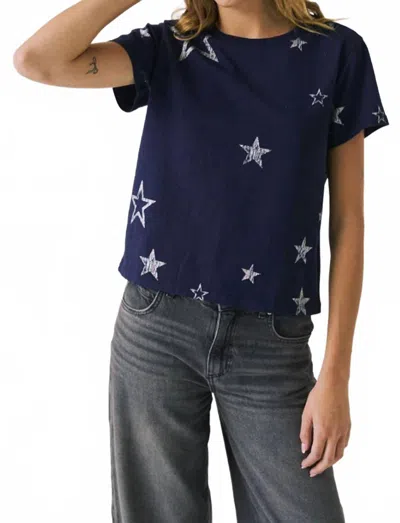 Chaser All Over Distressed Stars Tee In Blue