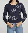 Chaser All Over Peace Instaria Sweater In Avalon In Blue