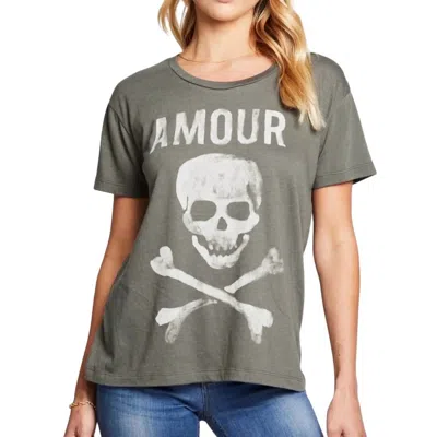 Chaser Amour Skull Graphic Tee In Grey In Gray