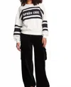 Chaser Apres Chic Colorblock Pullover Sweater In Black/ White In White