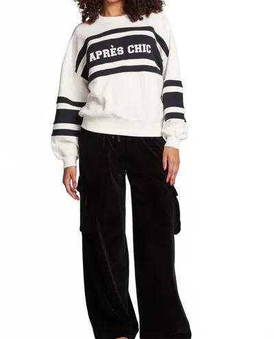 Chaser Apres Chic Colorblock Pullover Sweater In Black/ White