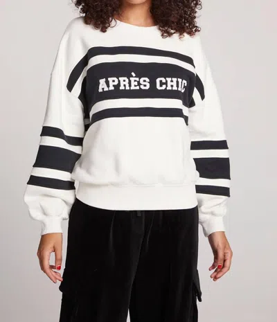 Chaser Aprés Chic Pullover Sweater In Black/white In Multi