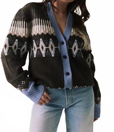Chaser Autumn Fairisle Cardigan In Espresso In Black