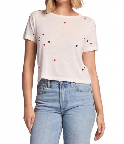 Chaser Baby Heart Toss Tee In White In Pink