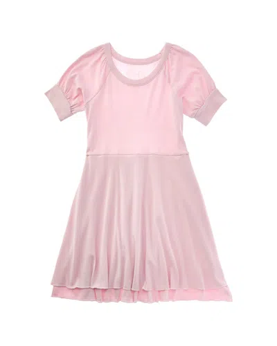 Chaser Baby Rib Puff Sleeve Dress In Pink