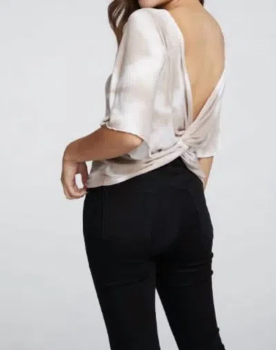 Chaser Bella Jersey Twist Back Raglan Tee In Diamond Wash In White