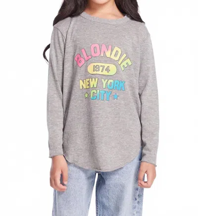 Chaser Kids' Blondie New York City Girls Long Sleeve In Streaky Grey In Gray