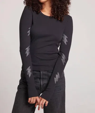 Chaser Bolts Long Sleeve Top In True Black