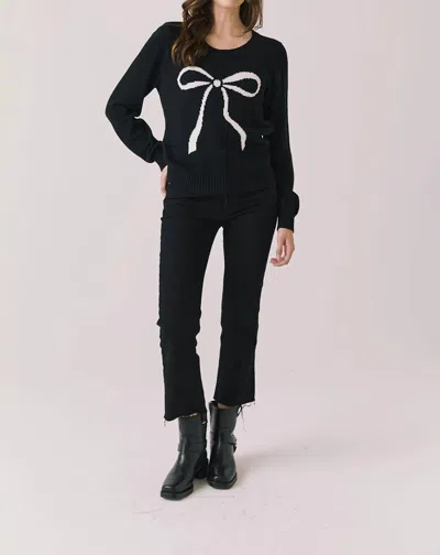 Chaser Bow Long Sleeve Sweater In Black