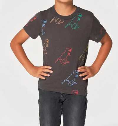 Chaser Kids' Boy's Dino Party Short Sleeve Tee In Black In Brown