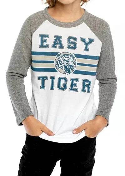 Chaser Kids' Boy's Easy Tiger Long Sleeve Raglan Tee In White In Multi