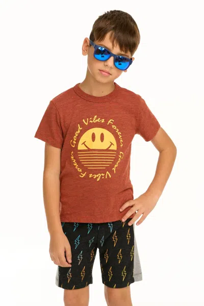 Chaser Kids' Boys Good Vibes Forever Short Sleeve Tee In Burnt Brown