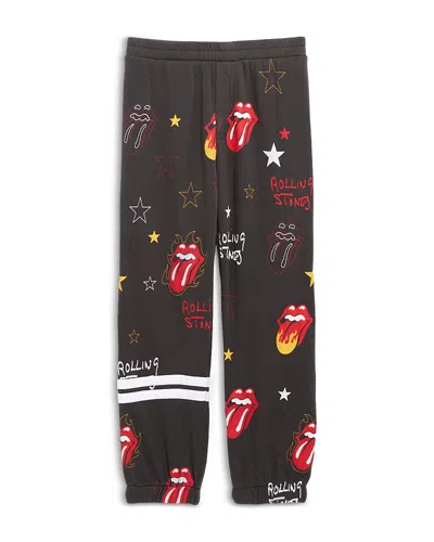 Chaser Boys' Rolling Stones Print Fleece Lounge Pants - Little Kid, Big Kid In Vintage Black