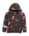 Chaser Boys' Rolling Stones Print Long Sleeved Hoodie With Strapping - Little Kid, Big Kid In Vintage Black