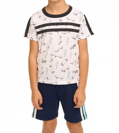 Chaser Kids' Boys Skateboard And Lightning Bolts Tee In White