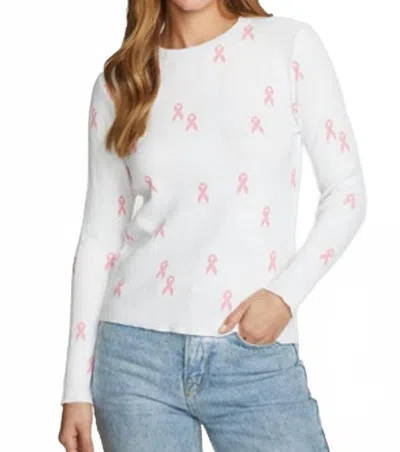 Chaser Breast Cancer Awareness Waffle Tee In White Pink