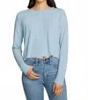 Chaser Button Down Cropped Tee In Light Blue In Blue