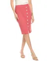 Chaser Button-down Pencil Skirt In Orange