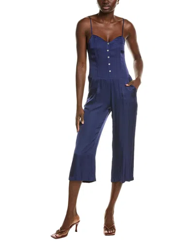 Chaser Button Front Cropped Cami Jumpsuit In Blue