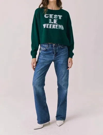 Chaser C'est Le Weekend Long Sleeve Sweatshirt In Green