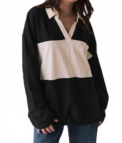 Chaser Chico Long Sleeve Pullover In Black/ White Stripe