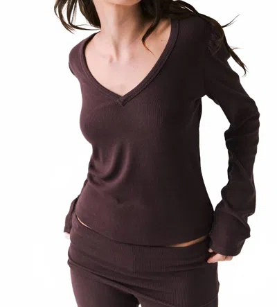 Chaser Chlo Long Sleeve Top In Espresso In Brown