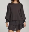 Chaser Clyde Licorice Blouse In Black In Black