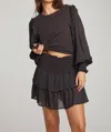 Chaser Ruffled Tiered Mini Skirt In Black In Black