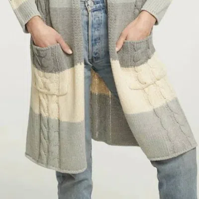 Chaser Cotton Blend Open Front Duster With Pockets In Grey
