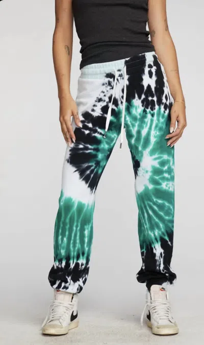 Chaser Cotton Fleece Joggers W/ Rib & Shoestring Tie In Stillwater Tie Dye In Multi
