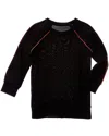 Chaser Cozy Knit Piping Raglan Pullover In Black