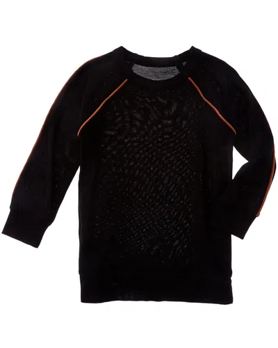 Chaser Cozy Knit Piping Raglan Pullover In Black