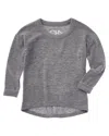 Chaser Cozy Knit Rolled Boxy High-low Pullover In Gray