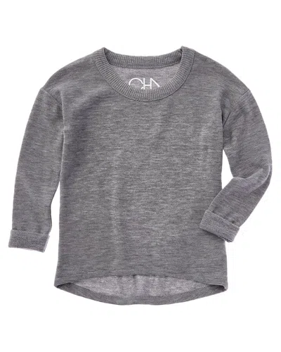 Chaser Kids' Cozy Knit Rolled Boxy High-low Pullover In Gray