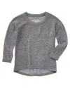 Chaser Cozy Knit Rolled Boxy High-low Pullover In Gray