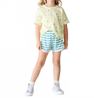 Chaser Kids' Cozy Knit Track Shorts In Amazon Stripe In Multi