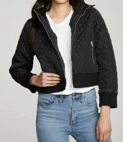 Chaser Cropped Quilted Hooded Jacket With Rib In True Black