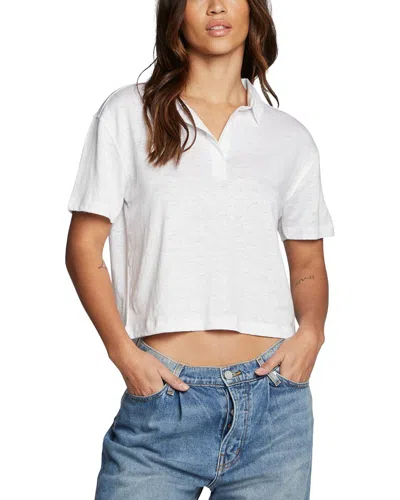 Chaser Cropped Linen-blend Polo T-shirt In White