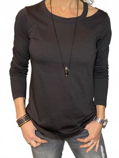 Chaser Cutout Shoulder Long Sleeve Tee In Union Black