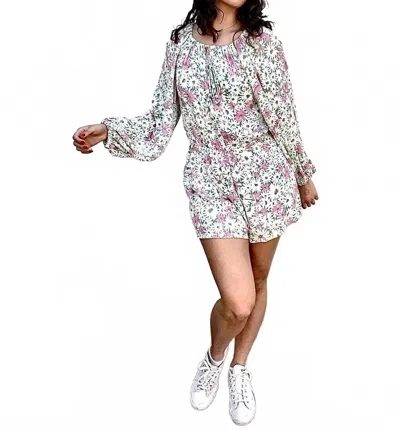 Chaser Daisy Floral Romper In White/pink In Multi