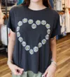 Chaser Daisy Heart Tee In Black In Black