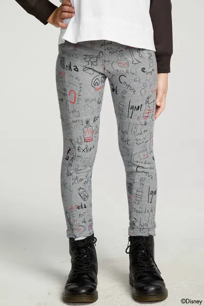 Chaser Kids' Disney Cruella De Vil Look Fabulous Leggings In Heather Grey In Multi