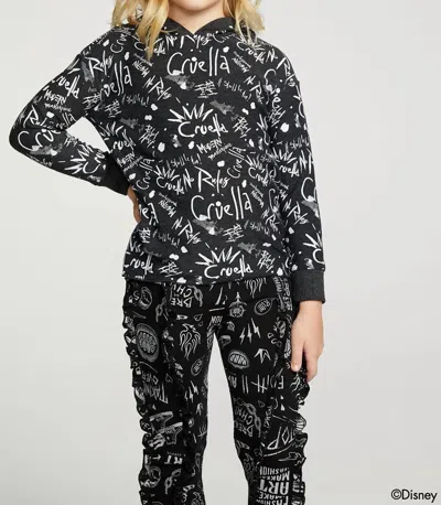 Chaser Kids' Disney Cruella De Vil No Rules Pullover Hoodie In Black In Multi